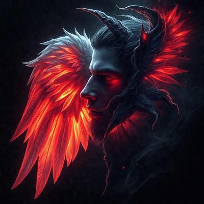 The primary subject of the image is a demonic-looking creature with a pair of horns on its head. The creature has a red glow, giving it an ominous appearance. The setting is a dark background, which further emphasizes the demon's presence. The visual style is digital art, as the demon is depicted in a detailed and intricate manner. The dominant colors in the image are red and black, creating a dramatic and intense atmosphere.